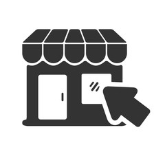 Canvas Print - Store and arrow vector illustration in black design suitable for online shop icon 