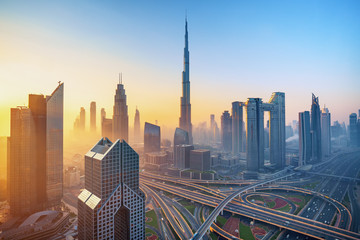 DUBAI - Amazing view on Dubai city center skyline, United Arab Emirates