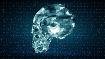Wall Mural - crystal skull over binary background. artificial intelligence and big data concept
