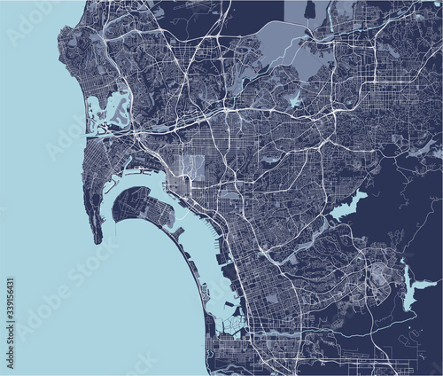 Fotografía map of the city of San Diego, California, USA