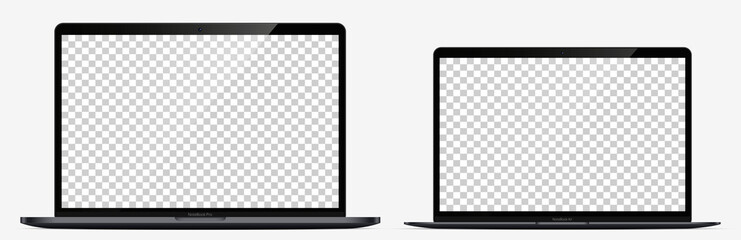Wall Mural - laptop screen mockup. laptop pro and air black colors with blank screens for you design. realistic v