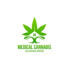 Wall Mural - medical cannabis logo design vector