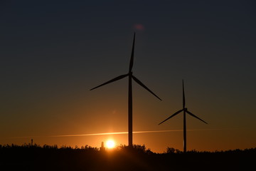 wind turbine at sunset