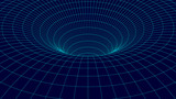 Fototapeta Perspektywa 3d - Wireframe vector tunnel. 3d wormhole illustration.