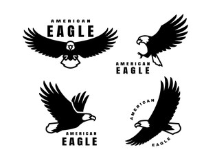 set of logos. american eagle in flight. vector illustration.