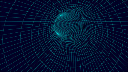 wireframe vector tunnel. 3d wormhole illustration.
