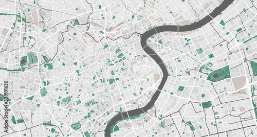 Fotomural Detailed map of Shanghai, China