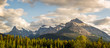 Mount Outram and Survey peak at sunset, view from Icefields Parkway in Banff National Park, Alberta, Rocky Mountains, Canada