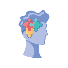 Sticker - puzzle in human head on white background