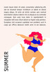 © vanillamilk - Cartoon lady in swimsuit card template. Summer girl  fashion look for design party card, sale advertising, spa resort poster, t shirt or bag print etc.