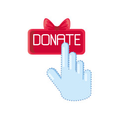 Poster - hand on donate button on white background