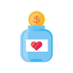 Poster - donations bottle with heart on white background