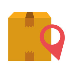 Poster - delivery cardboard box pointer location isolated icon design