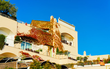 Wall Mural - Cityscape with villa architecture in Capri Island at Naples Italy reflex