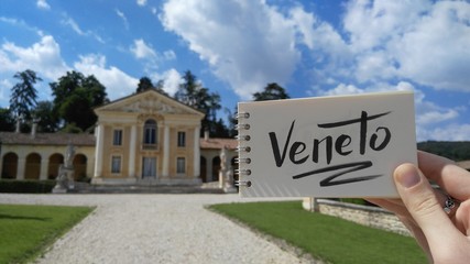 villa barbaro designed by andrea palladio architect, year 1560, in maser, veneto, italy. view with c