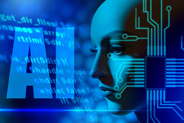 letters ai on the background of the program code. artificial intelligence. concept - creation of a s