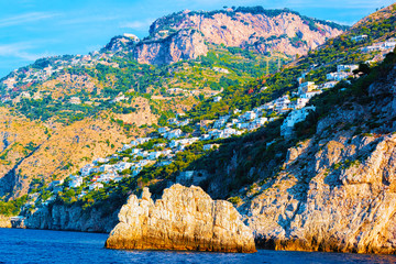 Sticker - Citiscape and landscape at Positano town on Amalfi Coast reflex