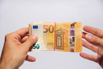 tangent policy, money - euro banknotes (100 €, 50,20,10,5 ) - inflation and increase in the cost of living - devaluation euros, spread and economic crisis - stock exchange and finance