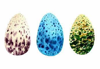 Poster - set of watercolor easter eggs