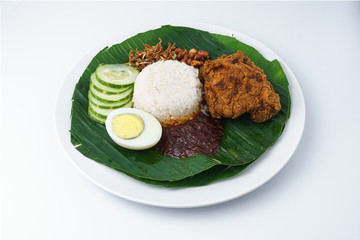 Nasi Lemak-Malaysian cuisine isolated on white background