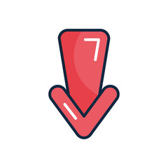 arrow with down direction icon, line color style