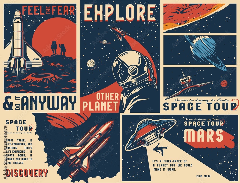 Vintage universe posters collection - obrazy, fototapety, plakaty 