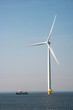 canvas print picture - Windmill park westermeerdijk Netherlands, wind mill turbine with blue sky in ocean, green energy