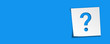 © Hubba Bubba - Sticker reminders with question mark. Vector isolated illustration. Sticker question on blue panoramic background.