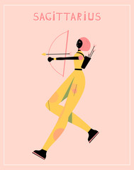 Wall Mural - Illustration with Sagittarius - astrological zodiac sign. Abstract print with The Archer.