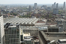 London Cityscape With Many Dominants. In Foreground See London Waterloo Station And Behin Him Waterloo Millennium Green Park. Historical Town With Modern Buildings. Pride Of United Kingdom