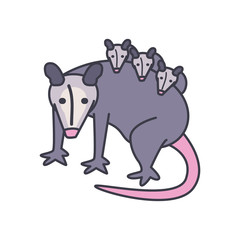 Poster - opossum with hatchlings icon, fill style