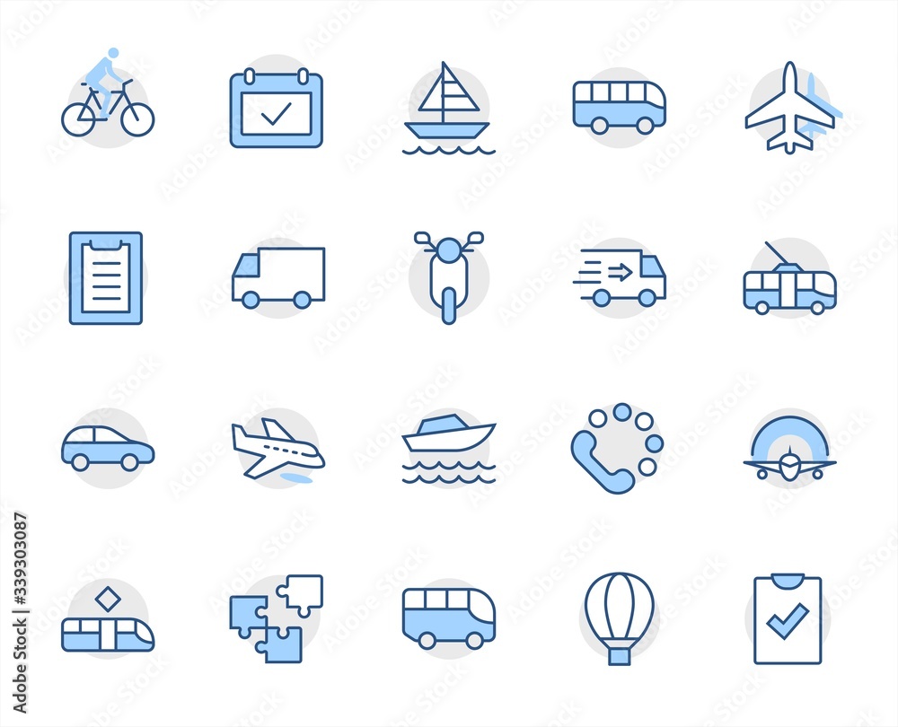 Set of Public Transport Related Vector Line Icons. Contains such Icons ...