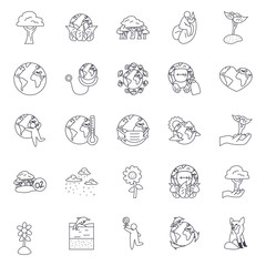 Sticker - trees and nature icon set, line style