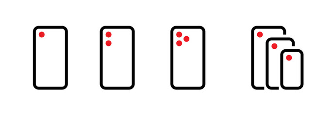 Wall Mural - Set of one, dual, three and compare camera phone icons. Editable line vector.