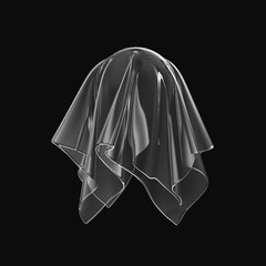 Covered Transparent Silk Fabric isolated on black background