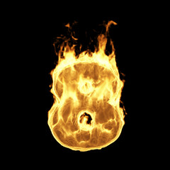 Wall Mural - burning flame of fire numbers isolated on black background (number 8). 3d rendering