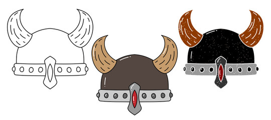 Wall Mural - viking hat vector design. black and white. digital hand drawn. grain texture