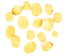 Wall Mural - potato chips isolated on white