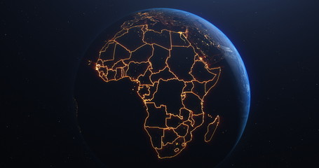 africa countries outline map from space, globe planet earth from space, elements of this image court