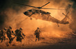 © Meysam Azarneshin - Military soldiers are running to the helicopter in battlefield