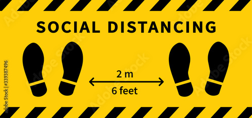 Social Distancing Footprint Sign Keep The 2 Meter Distance