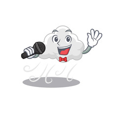 Sticker - Talented singer of cloudy windy cartoon character holding a microphone