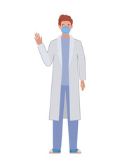 Wall Mural - Man doctor with uniform and mask vector design