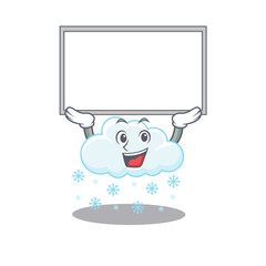 Wall Mural - Mascot design of snowy cloud lift up a board