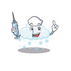 Sticker - A nice nurse of snowy cloud mascot design concept with a syringe