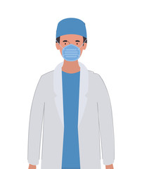 Wall Mural - Man doctor with uniform mask and hat vector design