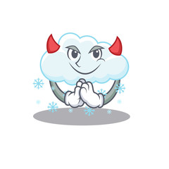 Poster - Snowy cloud dressed as devil cartoon character design style