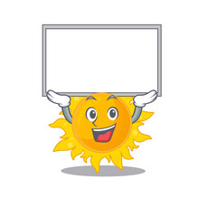 Sticker - Mascot design of summer sun lift up a board