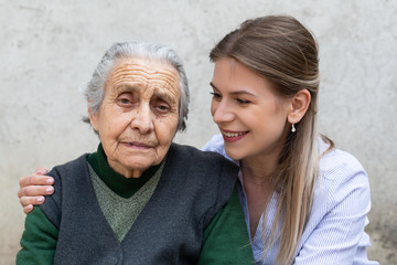 Wall Mural - Embracing old lady