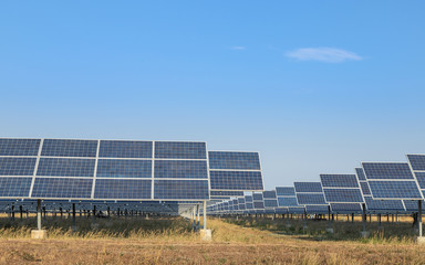 Poster - Solar panels or solar cells or photovoltaics in solar power station is power production technology renewable green clean energy energy efficiency from the sun